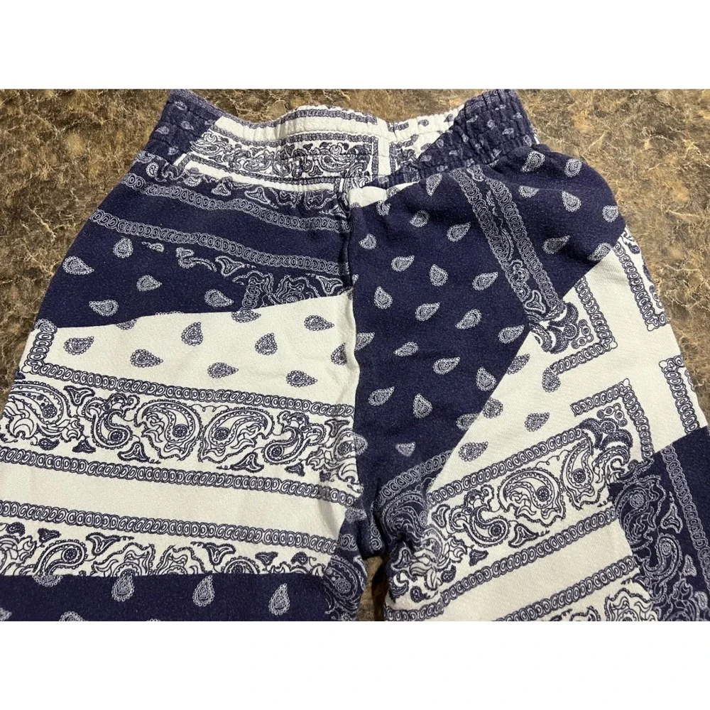 Alice + Olivia Navy White Bandana Elina Paisley Patchwork Pajama Set Boho XS